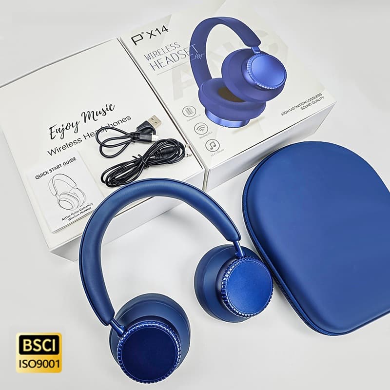 Fon Telinga Bluetooth Tanpa Wayar Pembatalan Hingar Aktif Over-Ear dengan Mikrofon