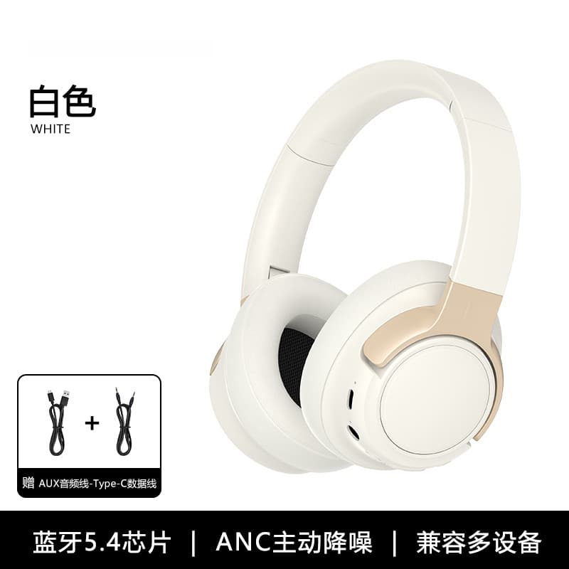 Fon Kepala Bluetooth Over-Ear Tanpa Wayar dengan Pembatalan Bunyi Aktif