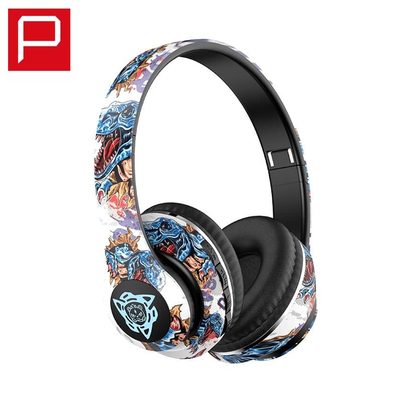 Fon Kepala Bluetooth Tanpa Wayar Over-Ear Reka Bentuk Graffiti Boleh Lipat