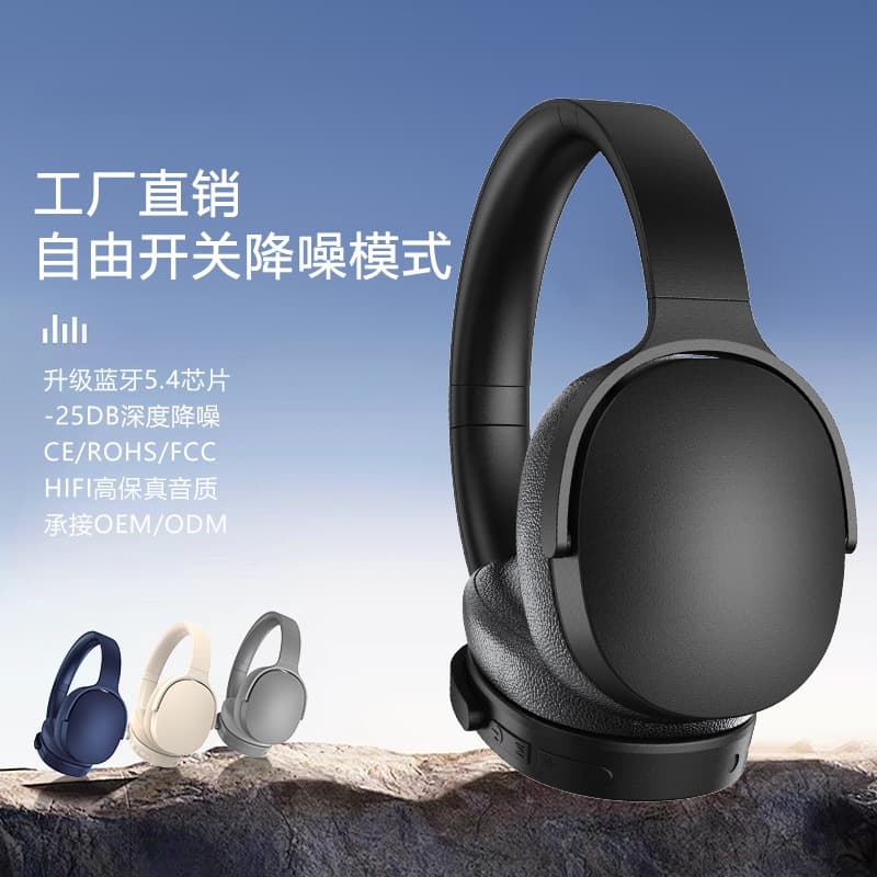 Fon Telinga Bluetooth Tanpa Wayar Pembatalan Hingar Aktif Over-Ear Hayat Bateri Panjang