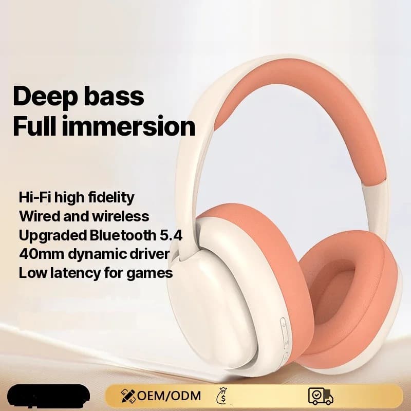 Fon Kepala Bluetooth Tanpa Wayar Over-Ear dengan Radio FM dan Slot Kad TF