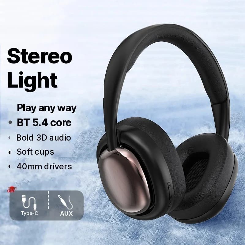 Fon Telinga Bluetooth Tanpa Wayar Over-Ear dengan Mic dan Pemacu 40mm
