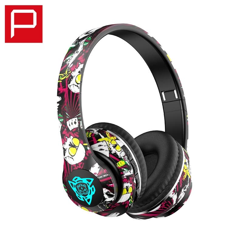 Fon Kepala Bluetooth Tanpa Wayar Over-Ear Reka Bentuk Graffiti Boleh Lipat