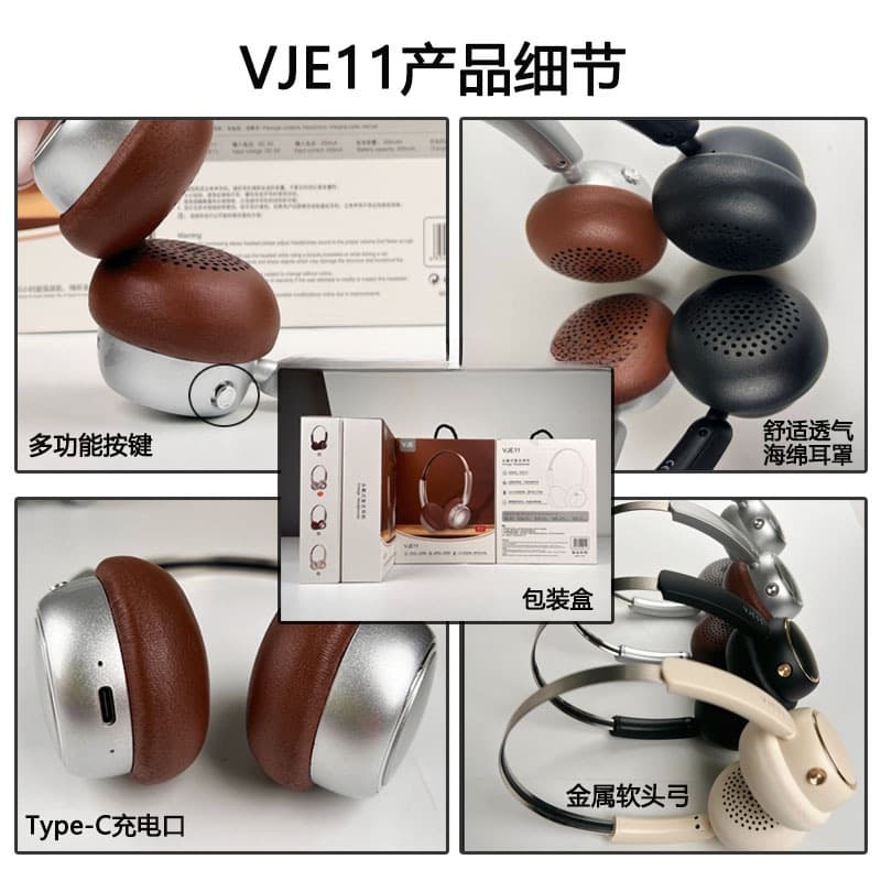 Fon Kepala Tanpa Wayar Over-Ear Retro dengan Radio FM dan Bluetooth 5.4