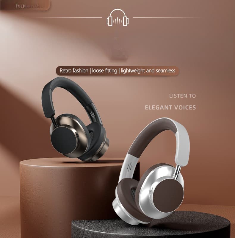 Fon Kepala Bluetooth Over-Ear Retro dengan Radio FM dan Slot Kad TF